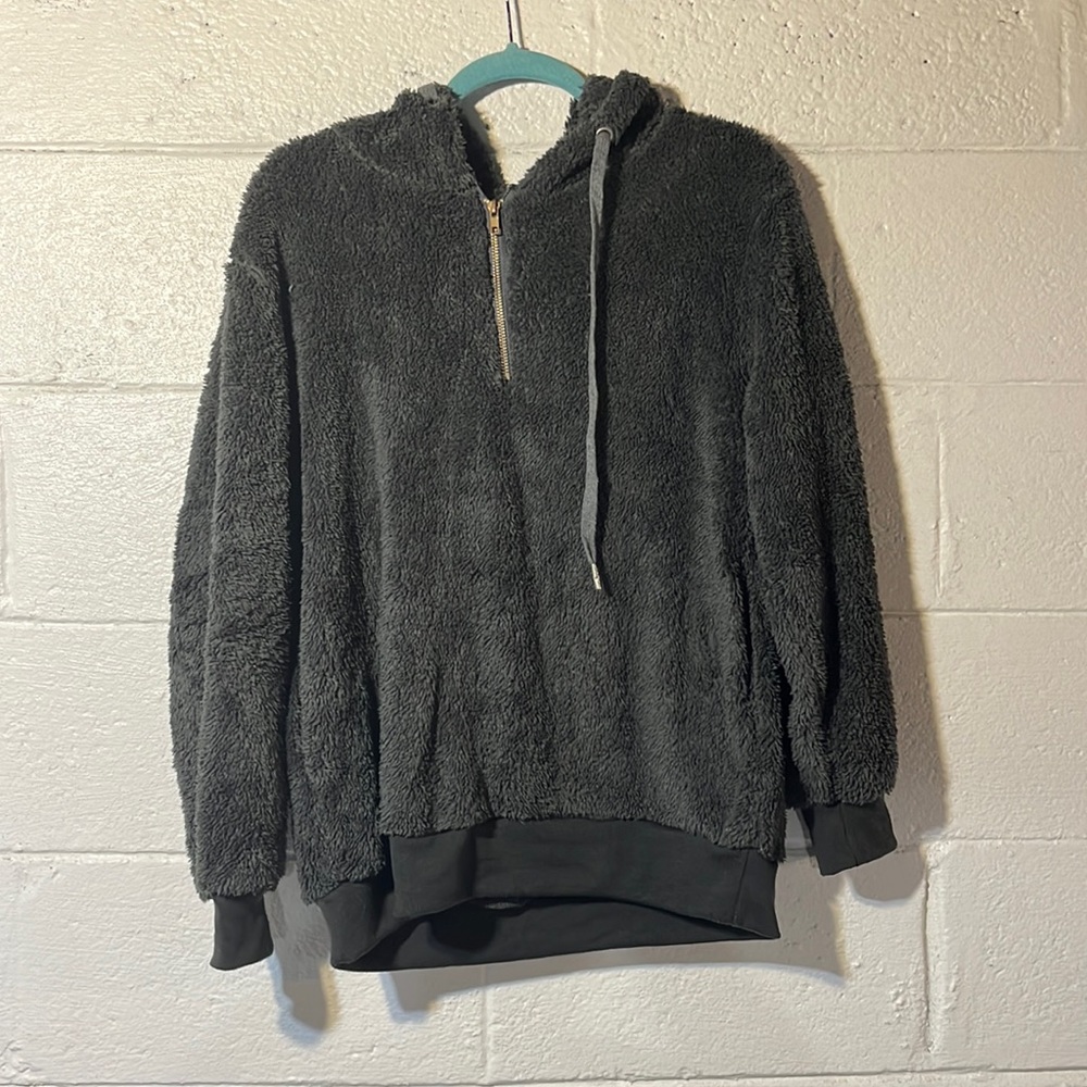 Gray fuzzy 1/4 zip